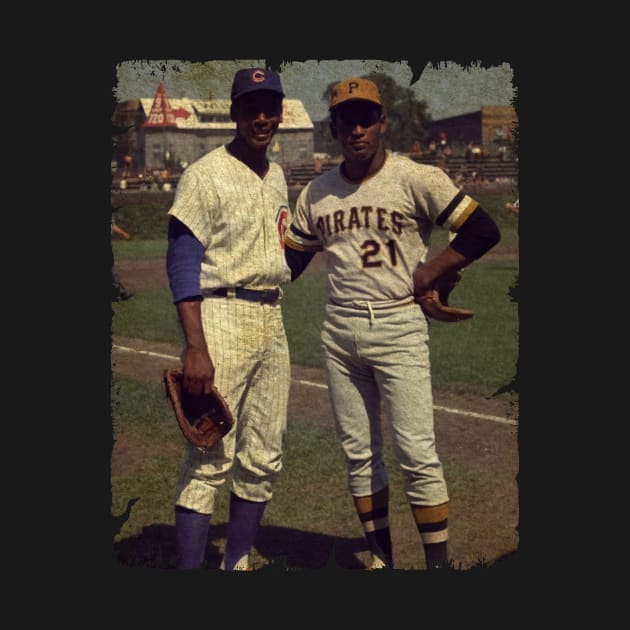 Ernie Banks and Roberto Clemente at Wringley Field, 1970 by SOEKAMPTI