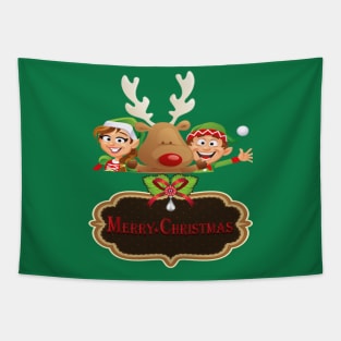 Merry Christmas Elves Tapestry