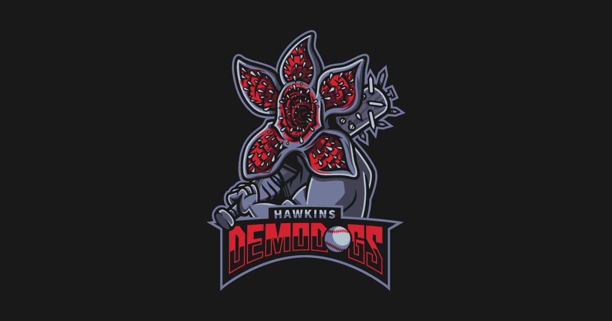 hawkins demodogs stranger things t shirt teepublic baseball bat chart