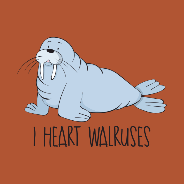 I Heart Walruses - Cute Walrus Love Gift by Dreamy Panda Designs
