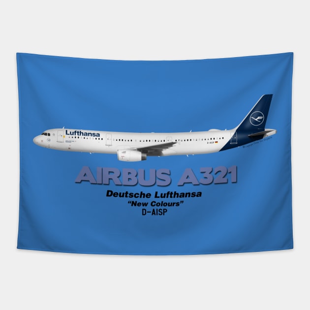 Airbus A321 - Deutsche Lufthansa "New Colours" Tapestry by TheArtofFlying