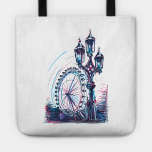 London Eye London City Skyscape Illustration Tote