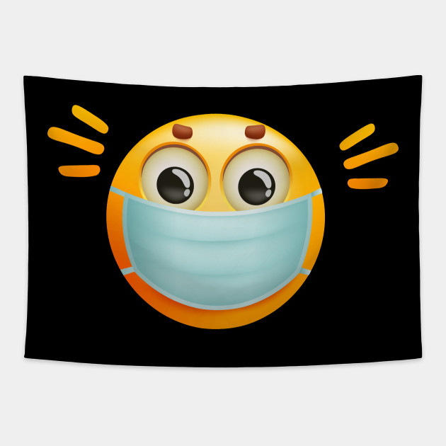 Face Mask Emojis Surgical Health Face Medical Mask Emoji Tapisserie Teepublic De Other related emojis include 🤢 nauseated face, 🤮 face vomiting, 🤧 sneezing face, 🥵 hot face, 🥶 cold face, 🥴 woozy face, 🤯 exploding head, 🤒. teepublic