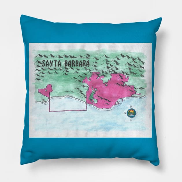 Santa Barbara Pillow by PendersleighAndSonsCartography