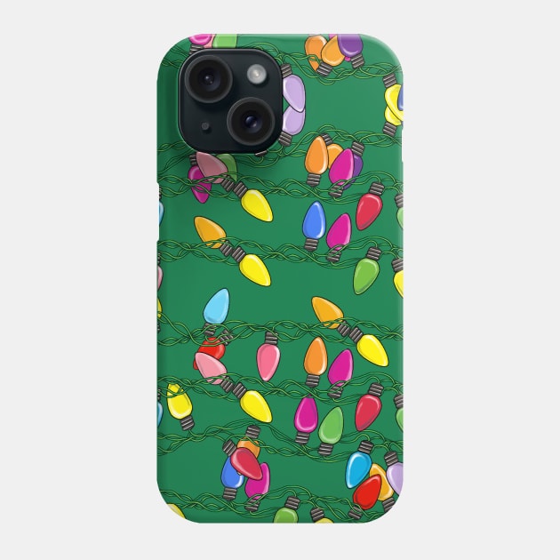 holiday lights on green Phone Case by Zodiart