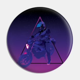 Biker on motorcycle Synthwave style Pin