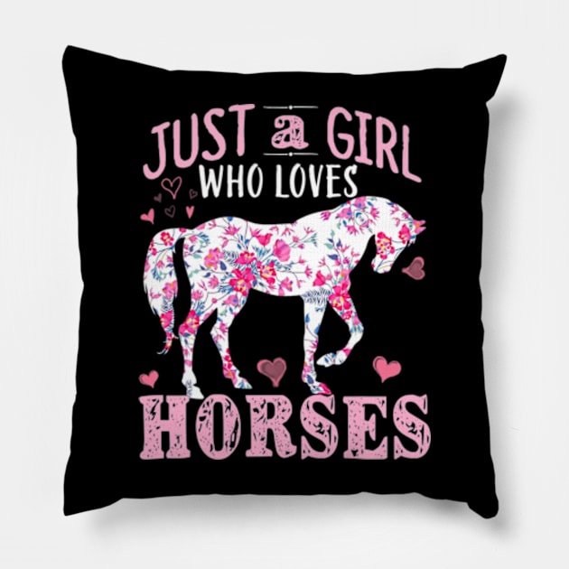 Just a Girl who Loves Horses Farm Barn Horse Pillow by cloutmantahnee