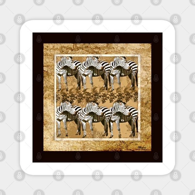 Zebra Herd Brown and Tan Magnet by Overthetopsm