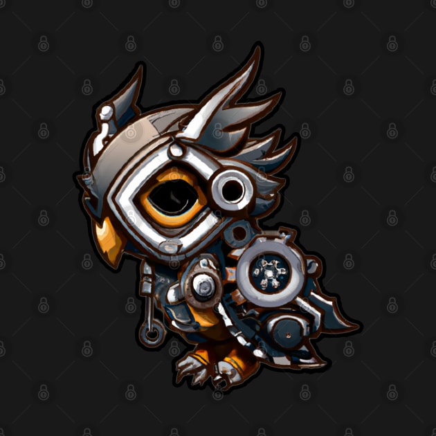 Steampunk owl, fantasy owl, cyborg owl, robot owl by maxdax