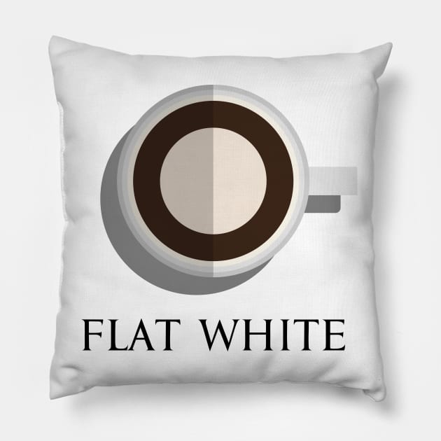 Hot flat white coffee cup top view in flat design style Pillow by FOGSJ