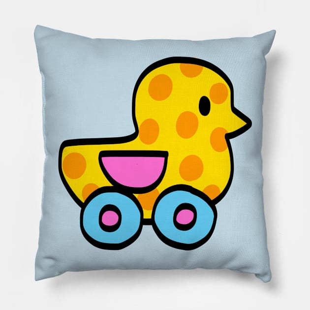 Toy Duck With Wheels Car Pillow by FunnyMoonCosmic