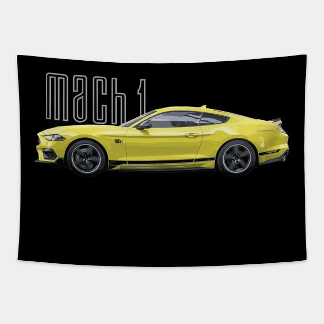 MACH 1 Mustang GT 5.0L V8 Performance Car Grabber Yellow Tapestry by cowtown_cowboy