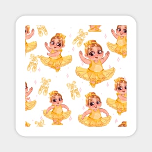 cute baby ballerina pattern yellow Magnet