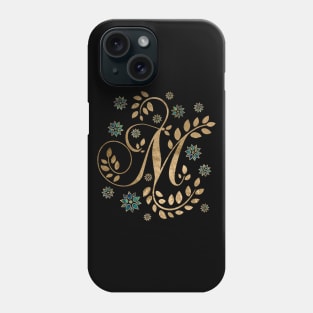 Luxury Golden Calligraphy Monogram with letter M Phone Case