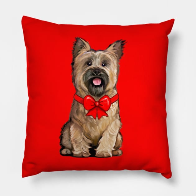 Wheaten Cairn Terrier Dressed Up for Christmas Pillow by PenguinCornerStore