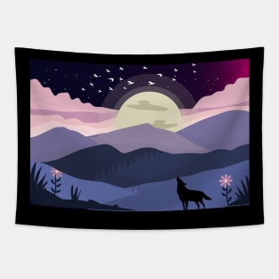 Howling to the moon Tapestry