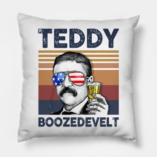 Teddy Boozedevelt US Drinking 4th Of July Vintage Shirt Independence Day American T-Shirt Pillow