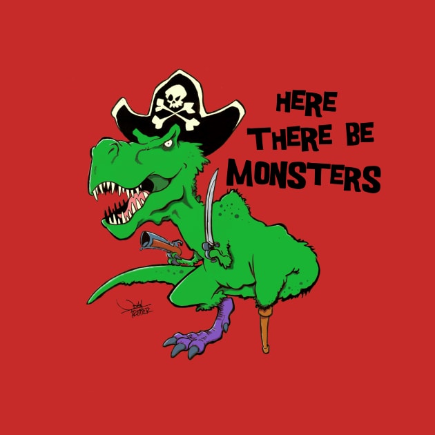 Pirate Rex-Here There Be Monsters (Color) by Paintmonkey Studios