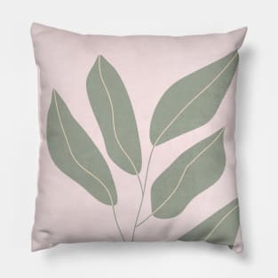 Mid Century Modern Artwork, Plant Leaves, Beige 2 Pillow