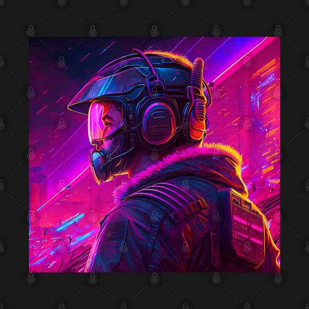 Cyberpunk synthwave halo astronaut explorer by SJG-digital