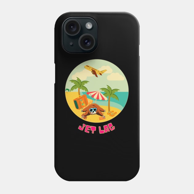 Funny sloth lying jet lagged on the beach Phone Case by GraphGeek