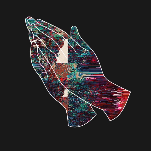 Glitch Art Praying Hands Abstract by raspberry-tea