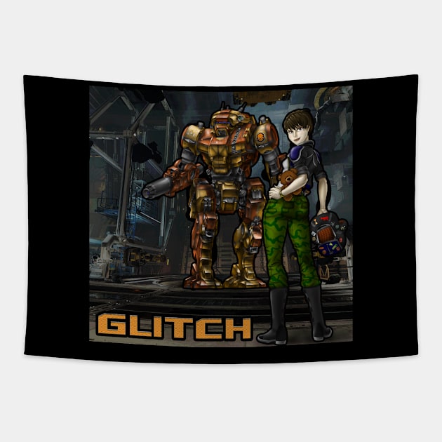 Glitch and her VND-1R Vindicator Battlemech Tapestry by Oswald's Oddities