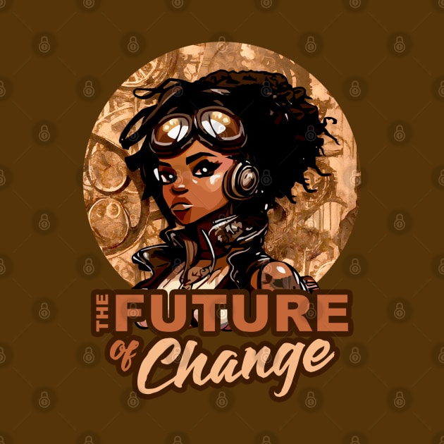 Future of Change Steampunk Anime Black Girl Empowerment by Irene Koh Studio