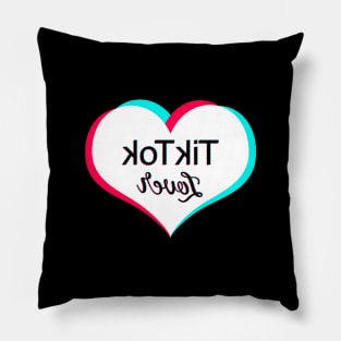 Tiktok Lover White. Text will appear flipped correctly on front camera Pillow