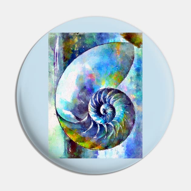 Watercolor Nautilus Pin by danieljanda