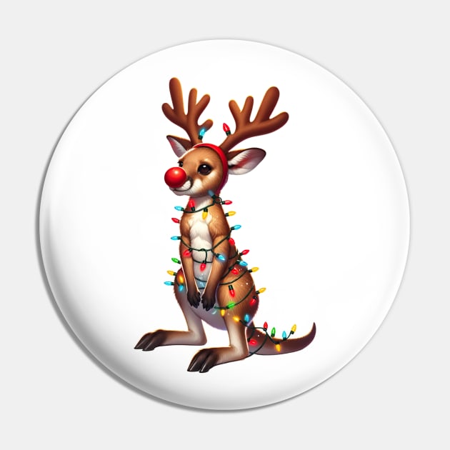 Christmas Red Nose Kangaro Pin by Chromatic Fusion Studio