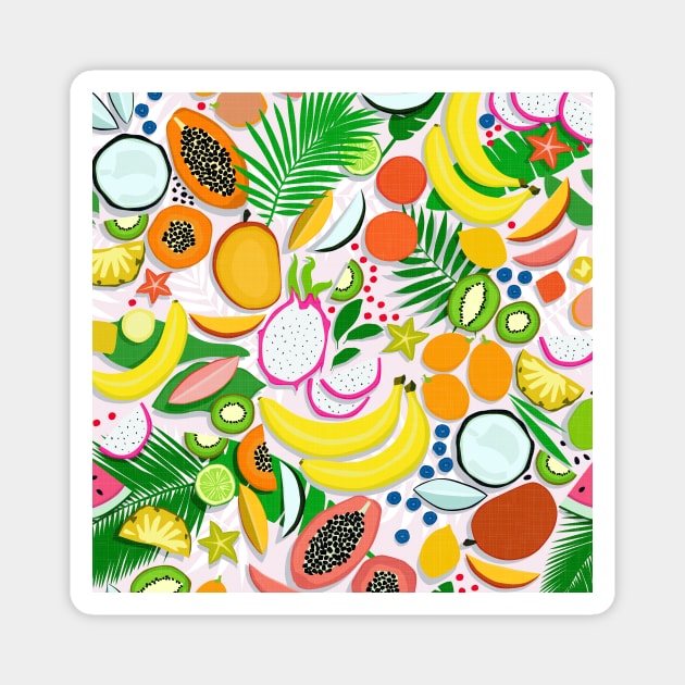 Fresh Fruits and Palms / Colorful Foods and Leaves Magnet by matise