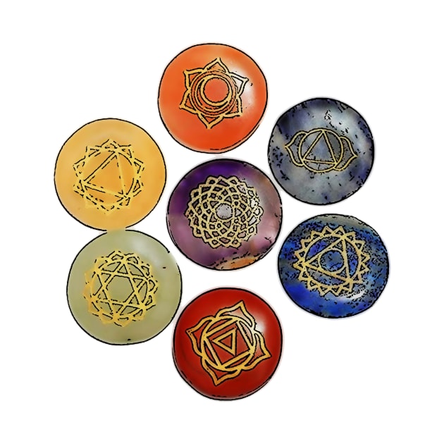 Chakra, reiki stones and symbols by bywhacky