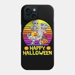 Happy halloween Skeleton Riding Mummy Dinosaur Phone Case