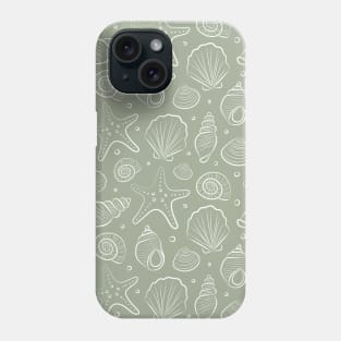 Boho Seashells Under The Sea Beachy Nautical Pattern Sage Green Phone Case