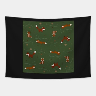 Winter Foxes in Green Tapestry