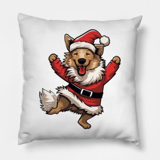 Cartoon Christmas Shetland Sheepdog Dancing Pillow