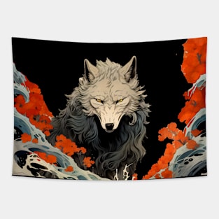 Wolf 2: Once a Wolf, Always a Wolf on a dark (Knocked Out) background Tapestry