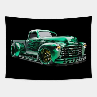 Low Rider Truck Green Hot Rod Pickup Truck Classic Truck Tapestry