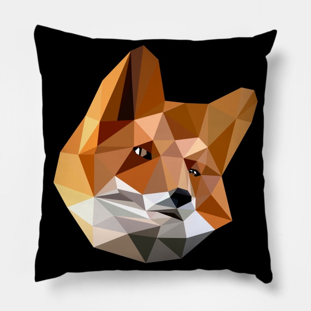 Fox Wild Life Polygonal Style Animal Portrait Pillow by VerPaxArt Amazing Prints