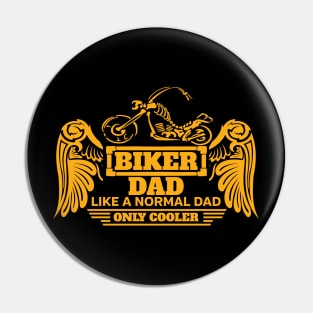 Biker Dad Like a Normal Dad Only Cooler Gold Wings Skeleton Bike Pin