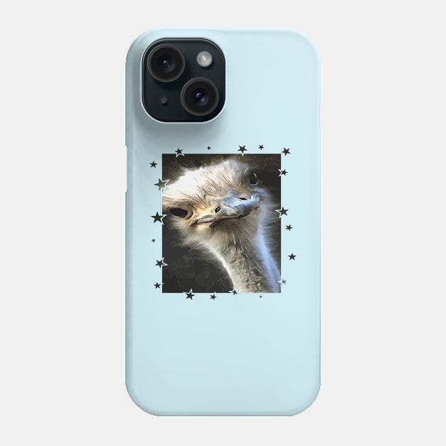 Geeky Ostrich With Artistic Star Border Phone Case by taiche