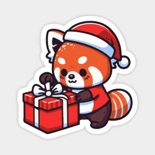 Red Panda Wrapping Present Christmas - For Red Panda Lovers Magnet