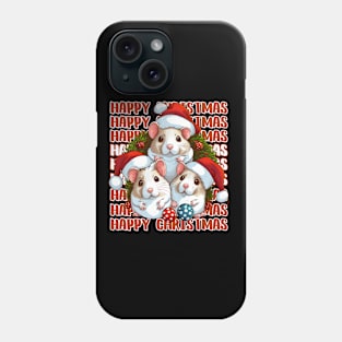 Happy Christmas Hamster Family in Santa Hats Phone Case