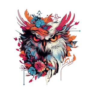 Abstract colorful eagle with feathers and flowers T-Shirt