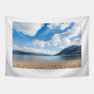 Summer Beach Lake and Mountains Tapestry