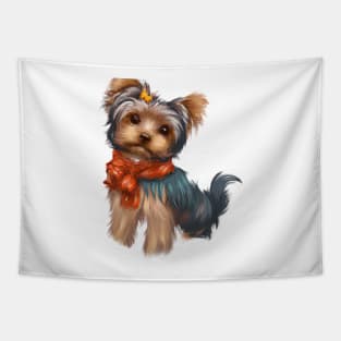 Cute Yorkshire Terrier Drawing Tapestry