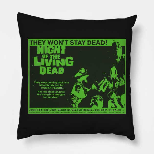 Green Night of the Living Dead Pillow by MondoDellamorto
