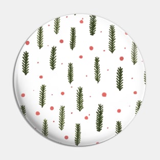 Christmas branches and dots - sap green and coral Pin