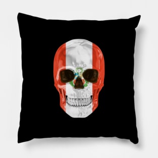 Peru Flag Skull - Gift for Peruvian With Roots From Peru Pillow